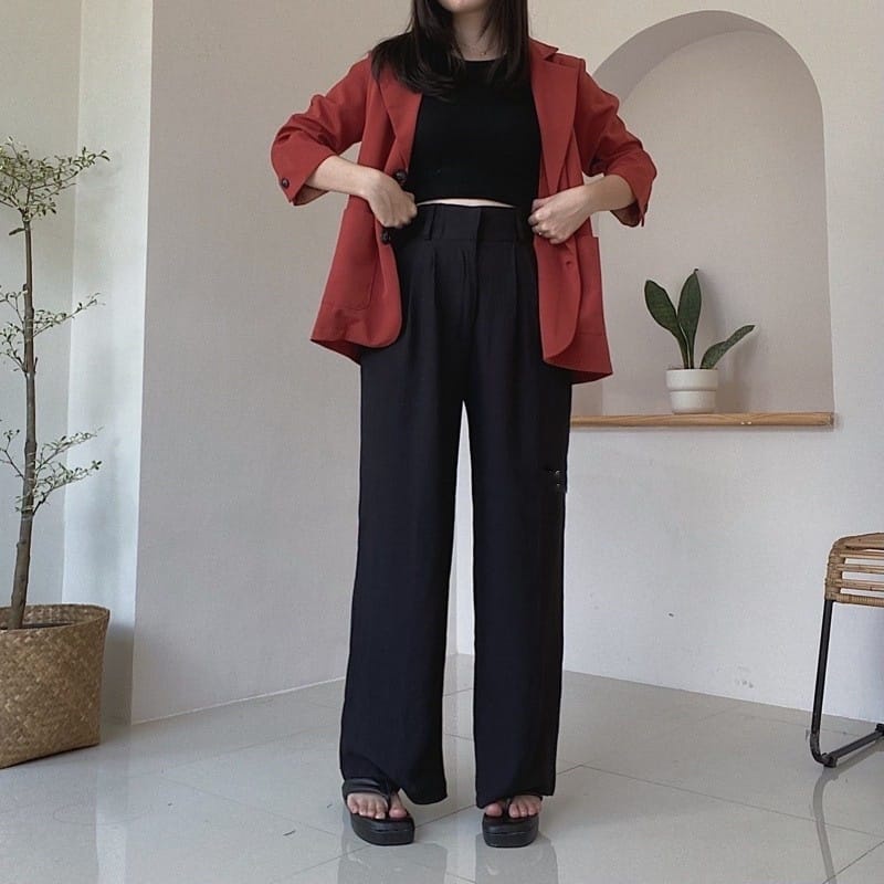 LOOSE PANTS - CELANA KULOT CRINKLE HIGHWAIST WANITA CULLOTE PANT 3412 - HIGHWAIST PANTS - KULOT CRINKLE PREMIUM - WIDE LEG PANTS - CULLOTE HIGHWAIST – HIGHWAIST- CELANA KULOT – CULLOTE - KULOT - CELANA WANITA KEKINIA