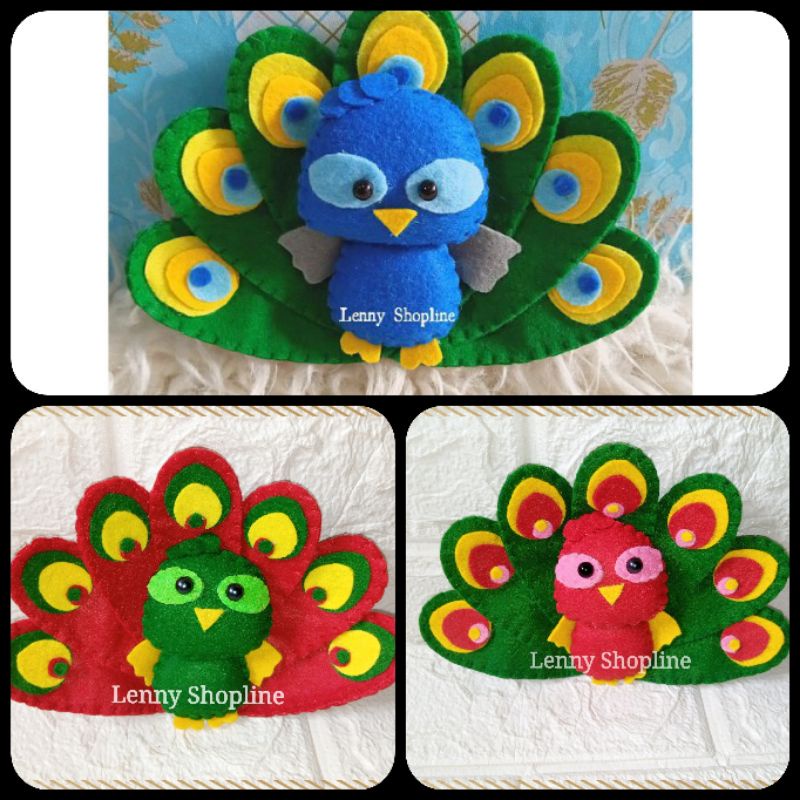 Boneka merak Flanel/boneka burung merak/aplikasi boneka flanel