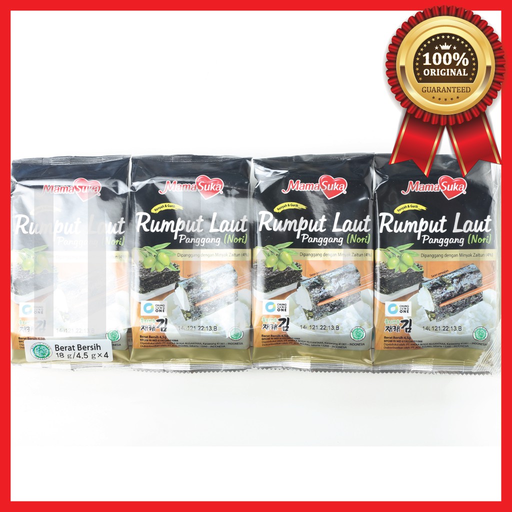 

MAMASUKA RUMPUT LAUT PANGGANG NORI DENGAN MINYAK ZAITUN 4X4.5GR