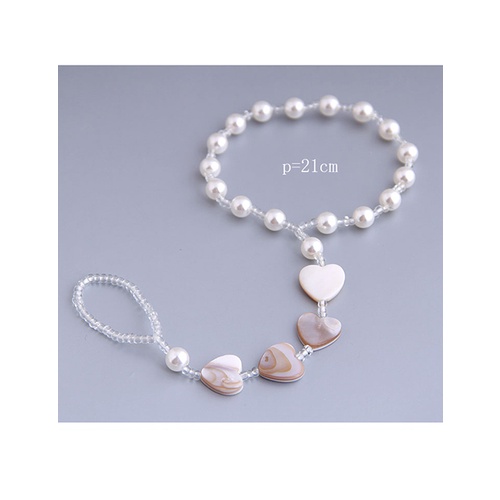 LRC Gelang kaki Fashion White Rice Pearl Pearl Love Shell A61031