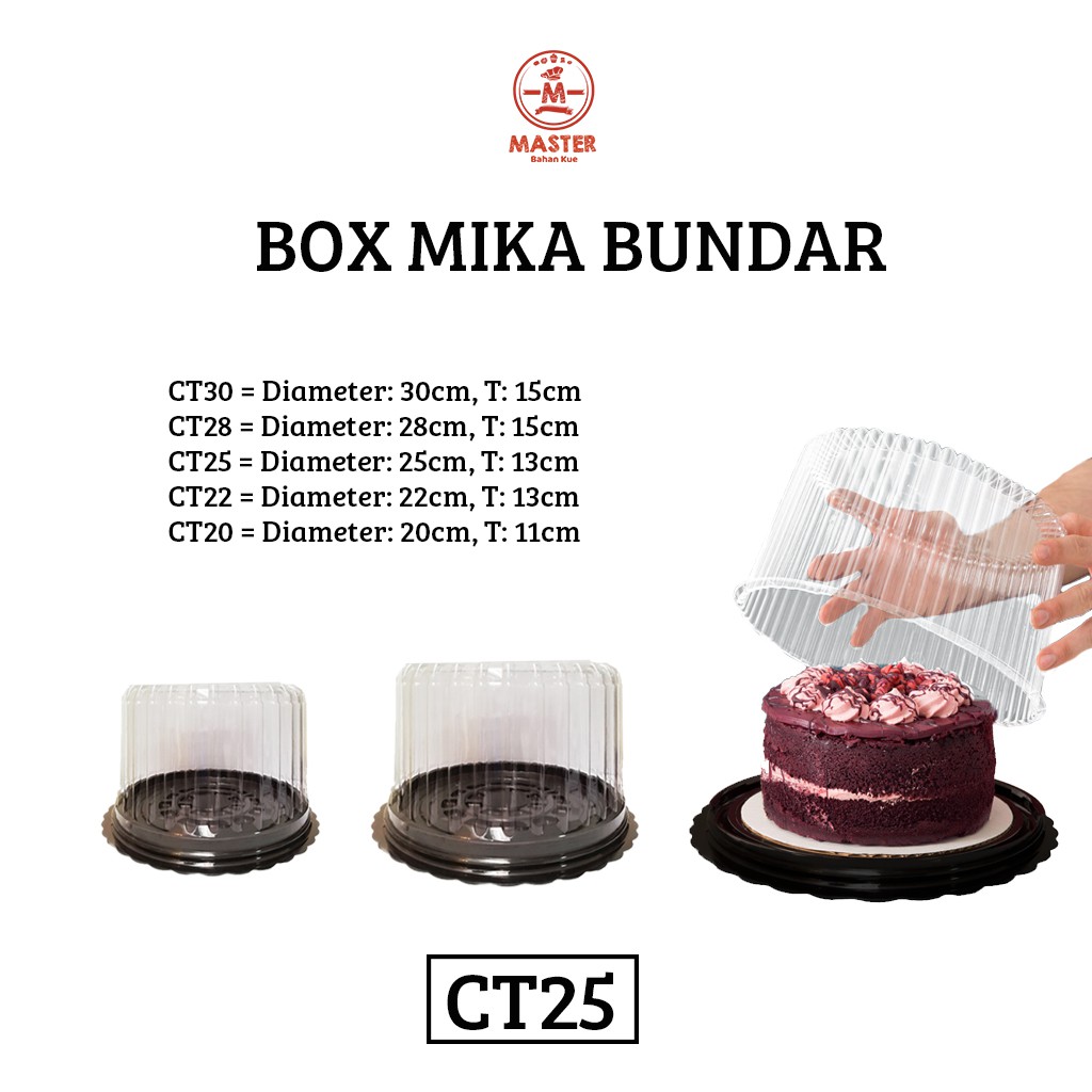 [25 CM] BOX MIKA BUNDAR UNTUK KUE / ROTI / BOLU / CHIFFON