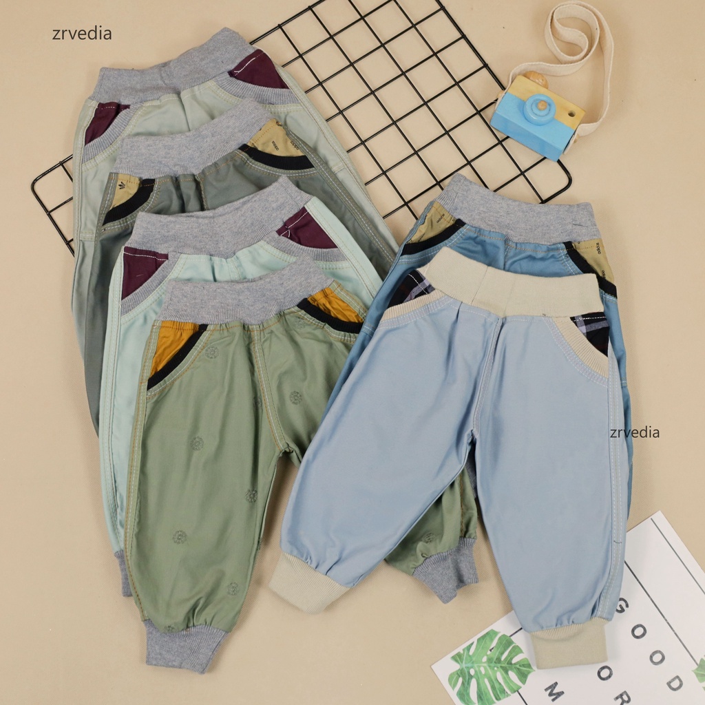 Jogger Bobo Kids uk 1-2 Tahun / Celana Anak Laki Polos Kantong Outfit Kece Joger Pants