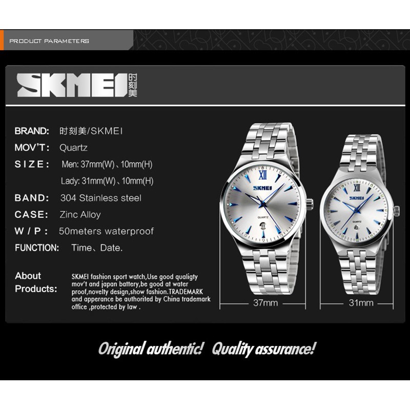 SKMEI 9071 Jam Tangan Pria Wanita Analog Tali Stainless WATCHKITE WKOS