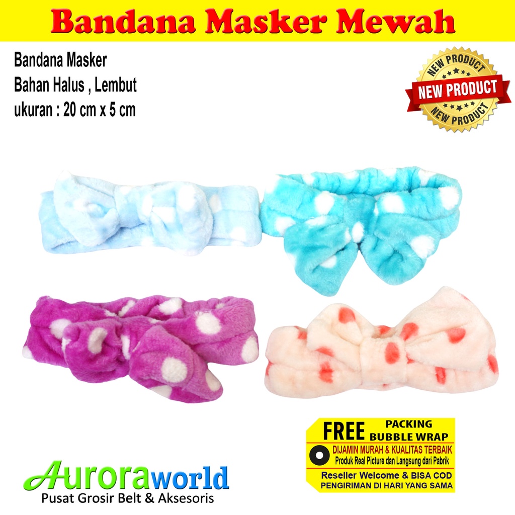 AURORAWORLD Headband shower/bandana mandi/bandana make up/bandana masker pita bermotif bahan Halus