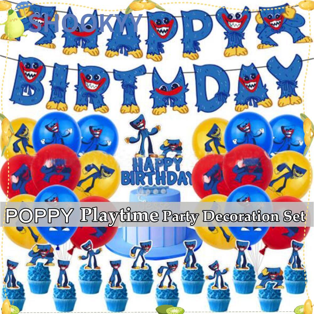 Chookey Set Balon Desain Poppy Huggy Wuggy Warna Biru Untuk Dekorasi Pesta