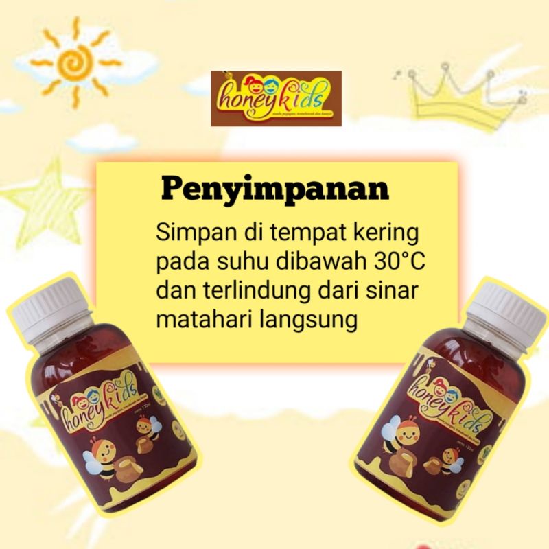 Honeykids Madu Penambah Nafsu Makan Anak /Madu Pegagan,Kunyit 130 ml Original