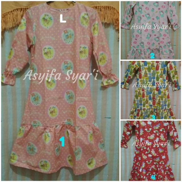 Gamis Dress Katun Anak Rempel Bawah