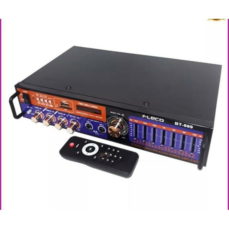 COD Power Amplifier FLECO BT-669 Ampli Bluetooth Stereo Audio Karaoke FLECO BT-669