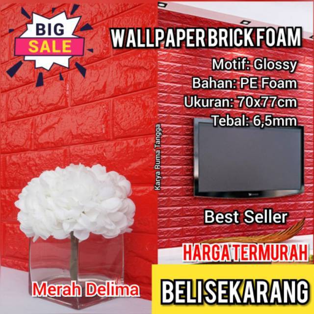 GENARIS Wallpaper Brick Foam 3D  Wallpaper Foam 3D Emboss Panel Wallpaper Sti