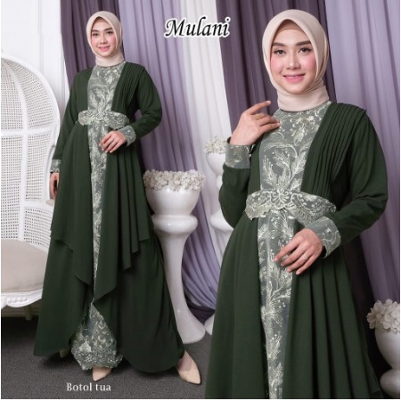 Baju Gamis Wanita Syar'i Muslim BUSANA MUSLIMAH PESTA NIKAHAN MULANI GAUN PESTA MUSLIM KEBAYA MODERN