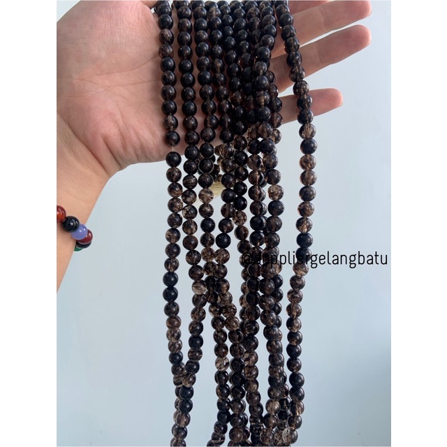 natural batu bulu monyet hitam 8mm kristal black media kesehatan akik