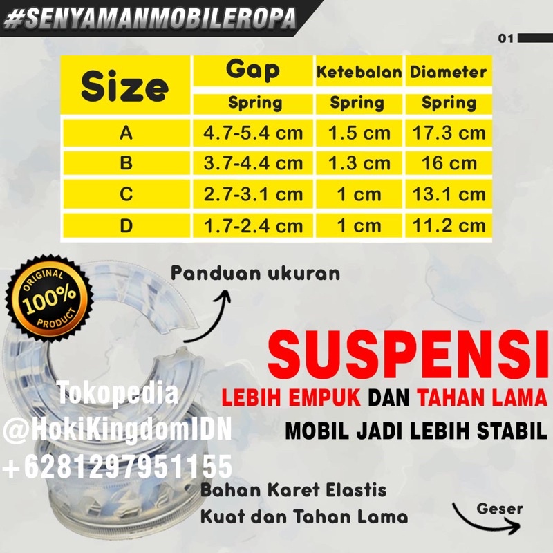 Spring Buffer Transparan Stabilizer Mobil Dumper Karet Peredam