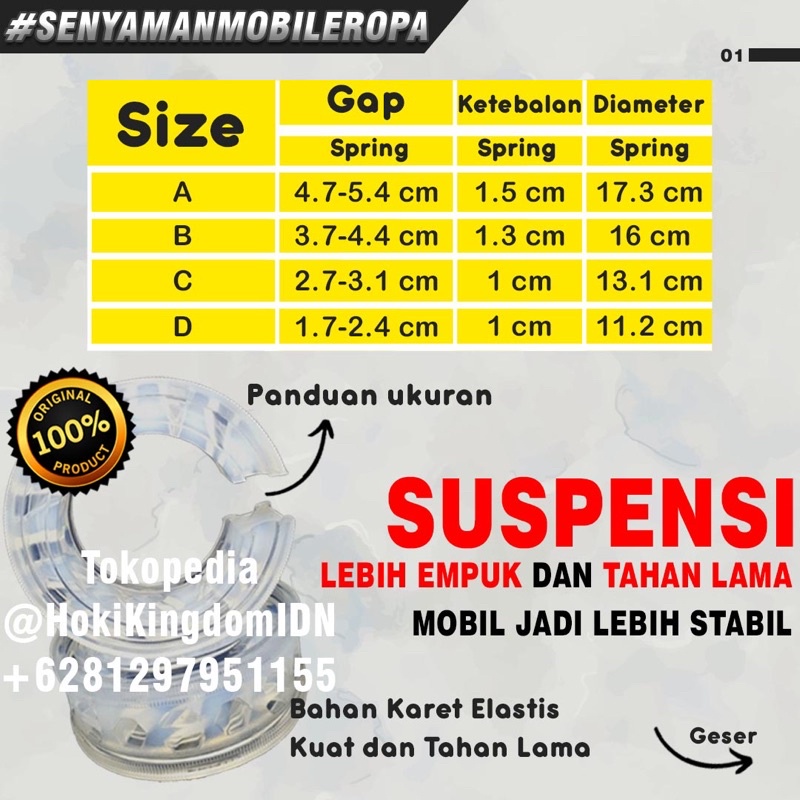 Spring Buffer Transparan Stabilizer Mobil Dumper Karet Peredam Type D