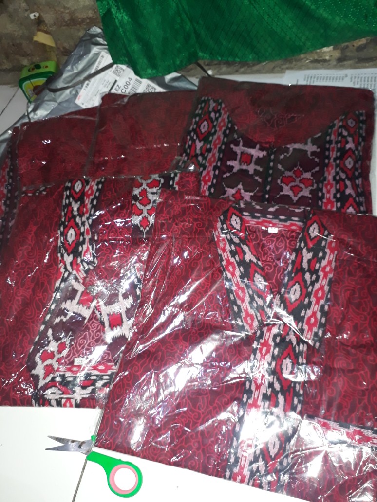 Batik Couple Keluarga Maura Couple Sania Ruffle Ori Ndoro Jowi Dnt Termurah Motif Mega Mendung Merah