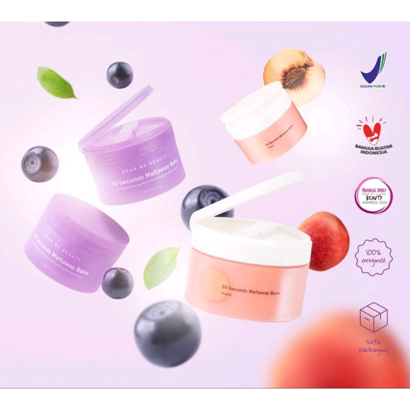 DEAR ME BEAUTY 30 Seconds Meltaway Cleansing Balm Blueberry Honey dan Peach, KFC skin barrier water cream gentle cleanser