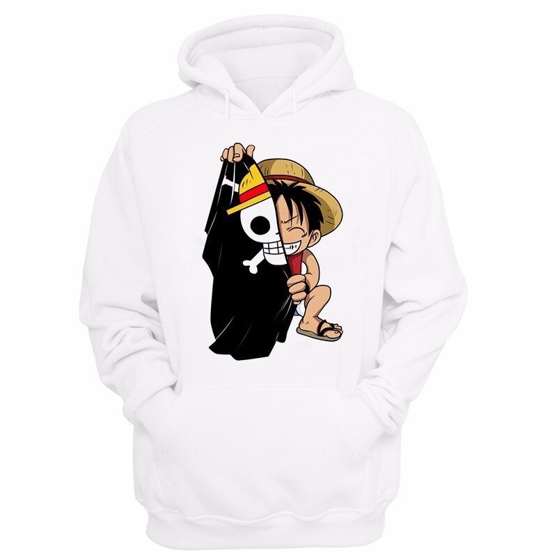 Sweater Hoodie LUFFY CHIBI Jumper Anime ONE PIECE Pria Wanita Bahan Fleece Ukuran S M L XL XXL XXXL