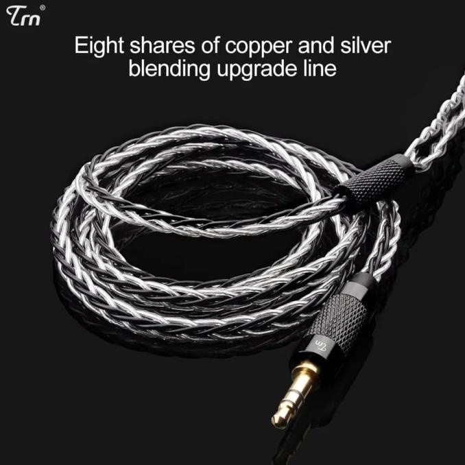 Kabel TRN KZ Earphone 8 core silver plated upgrade Cable 0.75mm 2 Pin - Emas