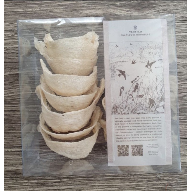 

Sarang Burung Walet Asli ( Mangkok Putih Tulang 100gr ) Kalah Warna Swallow Birdnest Original Kalimantan