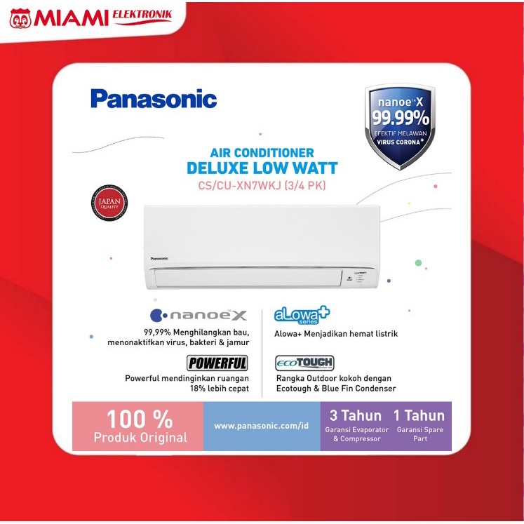 Panasonic CS-XN7WKJ Si-Biru AC Split 3/4 PK Deluxe Low Watt