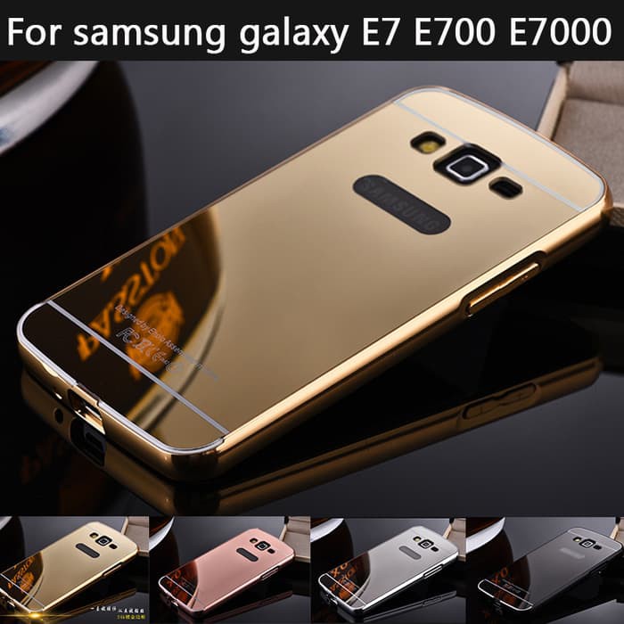 Samsung Galaxy E7 E700 casing back cover bumper hp metal MIRROR CASE