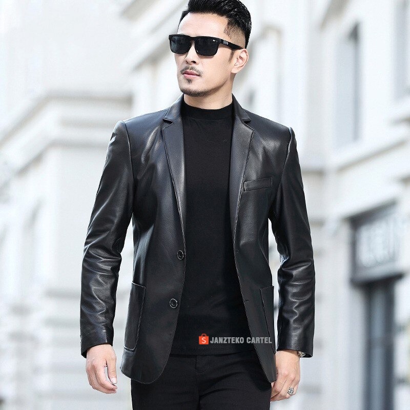 JNK x ELCO - Jaket Blazer Jas Pria Kulit Sintetis Viena Faux Leather Jacket Synthetic Premium Elegan Trendy Cowok Laki Laki Casual Kancing Sebaris Ramping Pria Bisnis Mantel Setelan Kerja Kantor Pakaian Luar Kasual Formal Slimfit Dewasa Korea Set New Baru