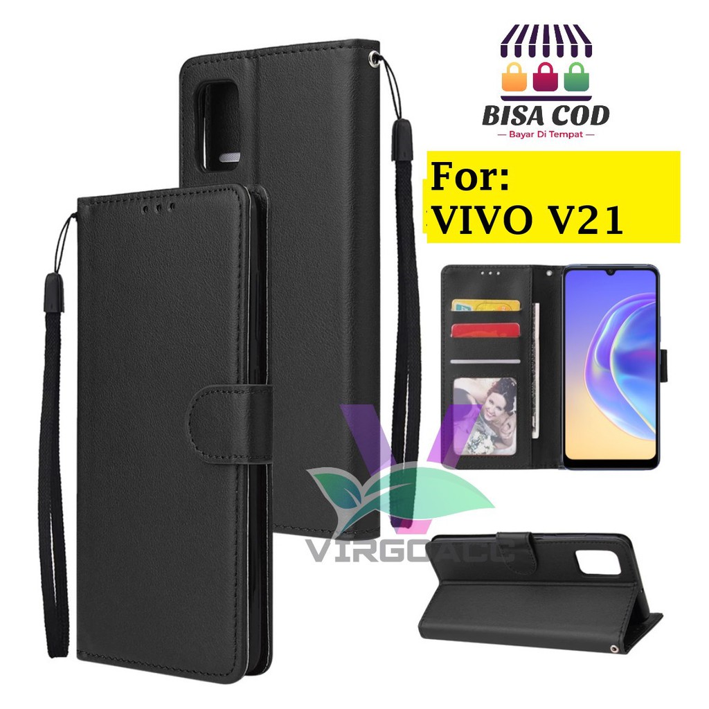 LEATHER CASE FLIP VIVO V21-FLIP COVER KULIT SARUNG BUKU DOMPET-CASING WALLET LEATHER CASE VIVO V21