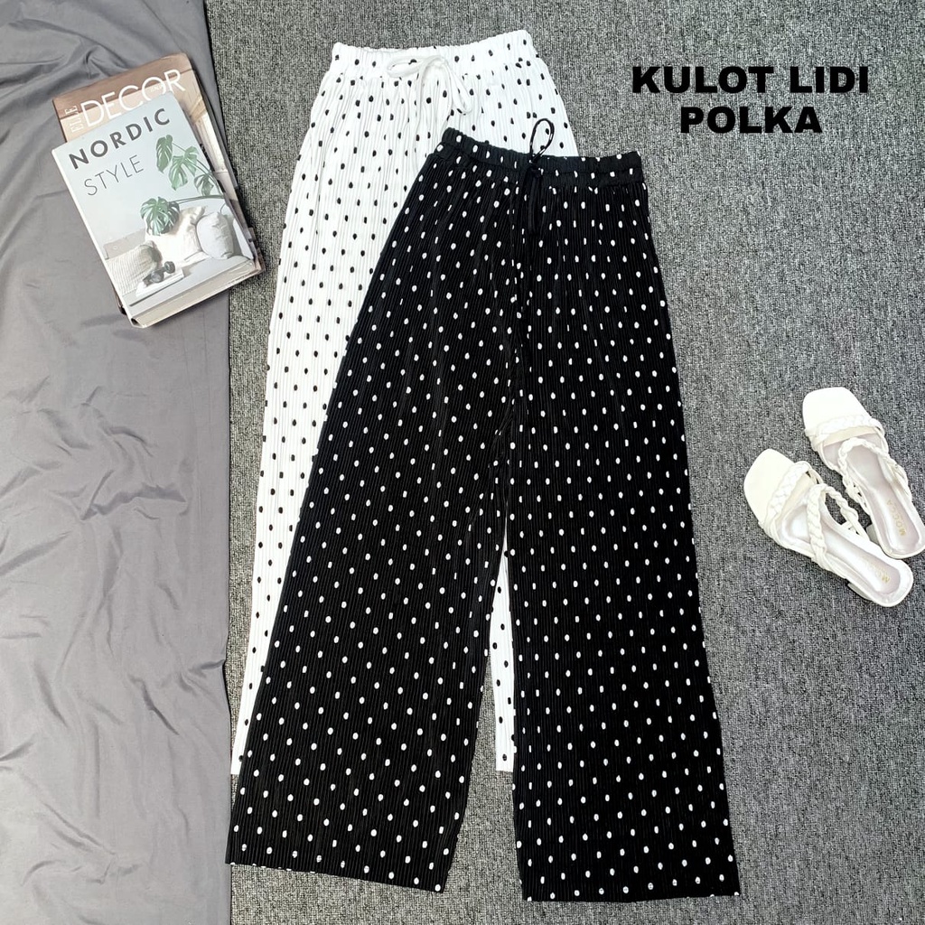 KULOT LIDI POLKA POLKADOT / KULOT PLISKET POLKA POLKADOT / KULOT WANITA / CELANA WANITA