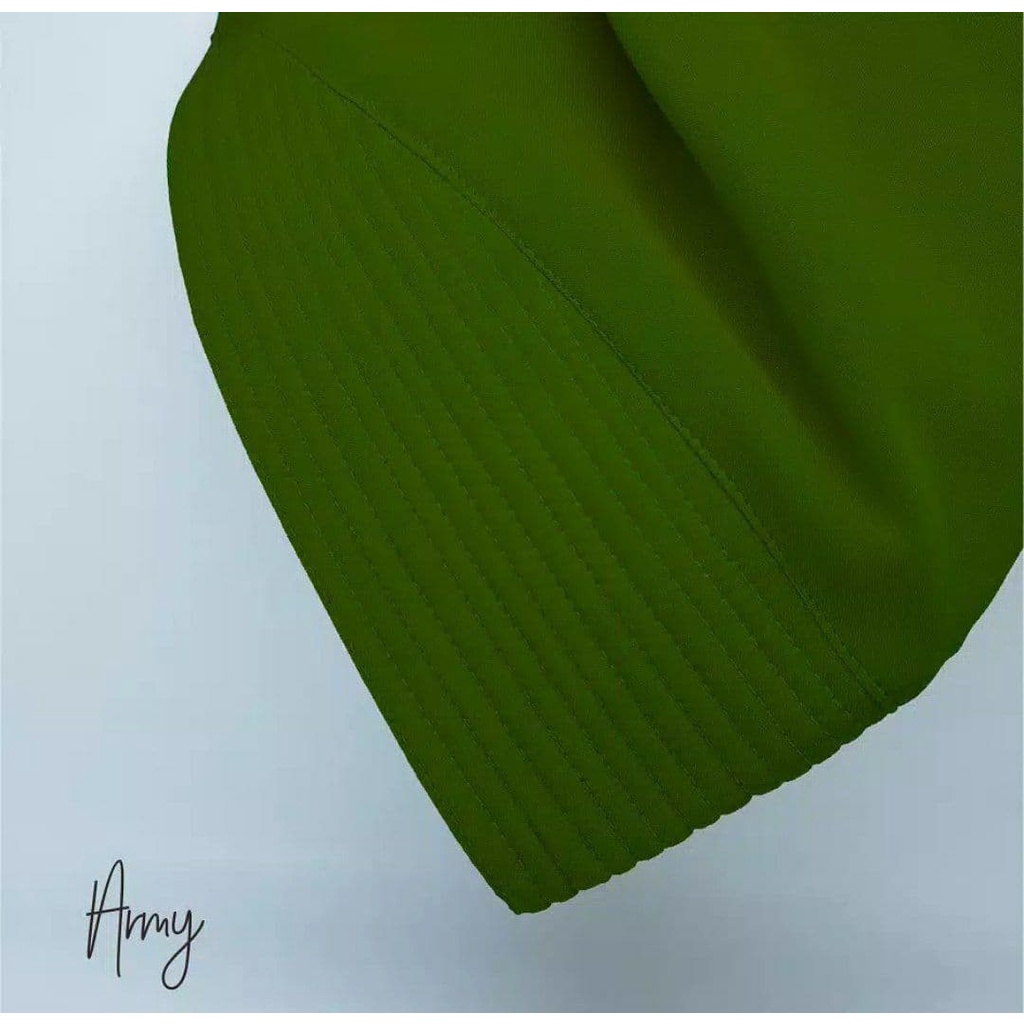 (COD) Hijab Khimar Silvi Tiga Layer Mini Polos Jilbab Instan Cerutti 3 Layer-Army