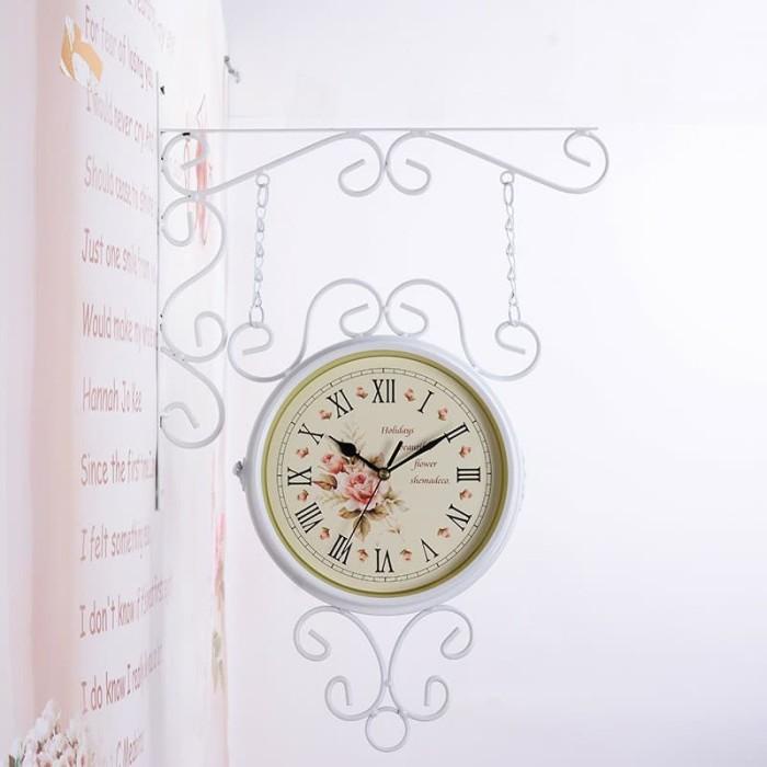 Jam Dinding Retro Gantung 2 Sisi Vintage Garden Eropa Clock Wall
