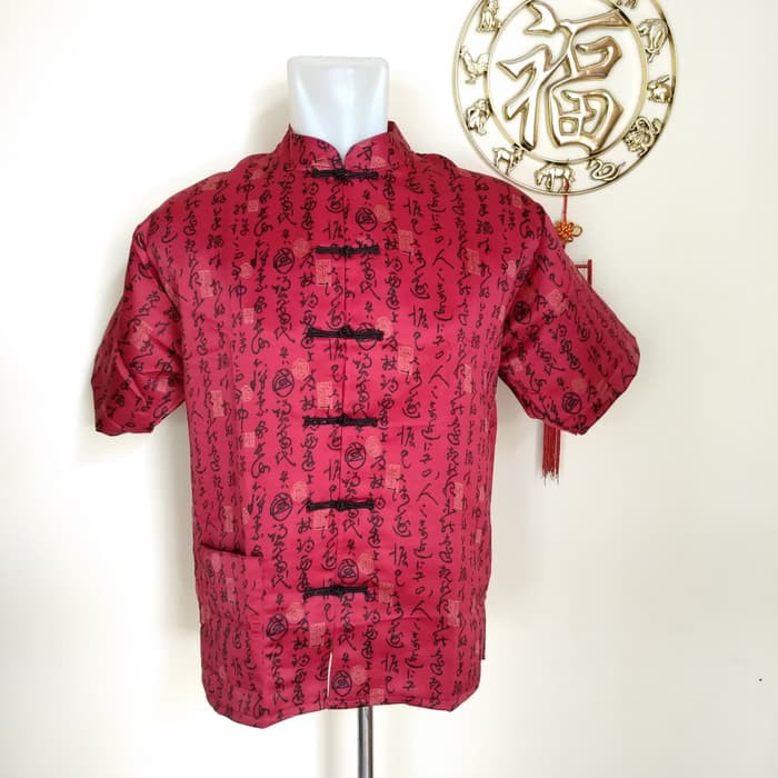 Kemeja Cheongsam Imlek Pria Dewasa (Ungu Maroon)