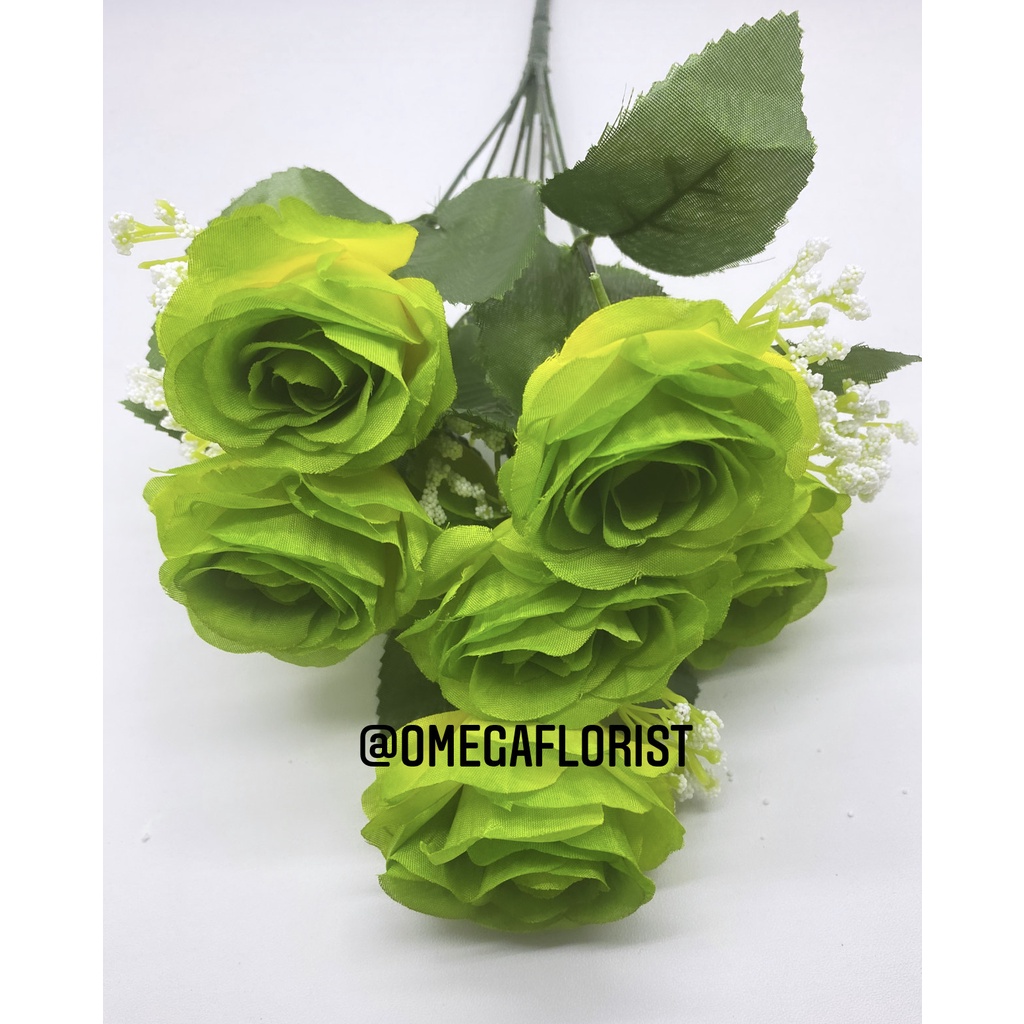 Rose Holland X 7 Bunga Artificial/Bunga Plastik/Bunga Dekorasi/Dekorasi Pernikahan/Pernikahan-Hijau