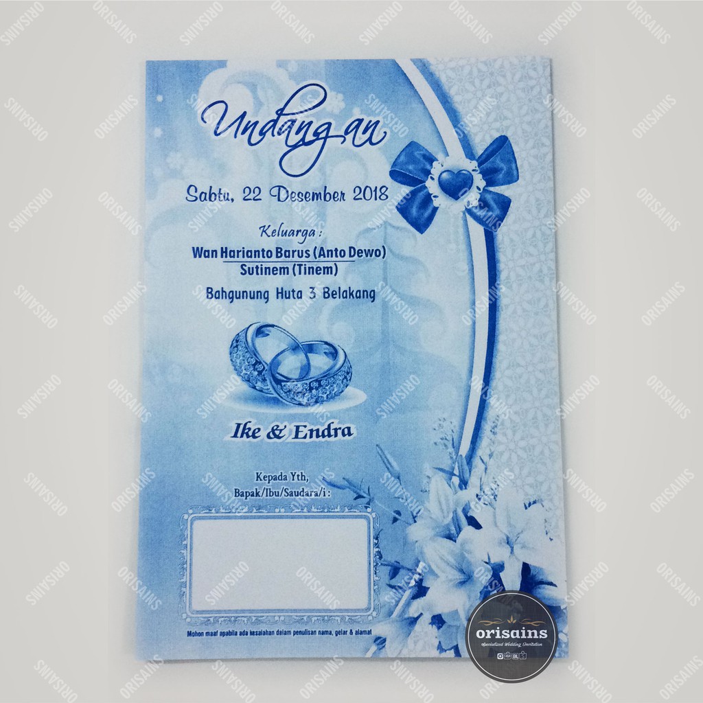 Cetak Kartu Undangan Pernikahan Simpel Elegan Murah Bukan Blanko - Min Order 200 LEMBAR
