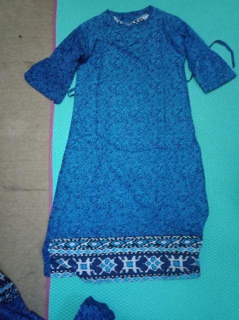 Baju Couple Keluarga Batik Kondangan Motif Mega Mendung Biru By Kangen Batik Pekalongan