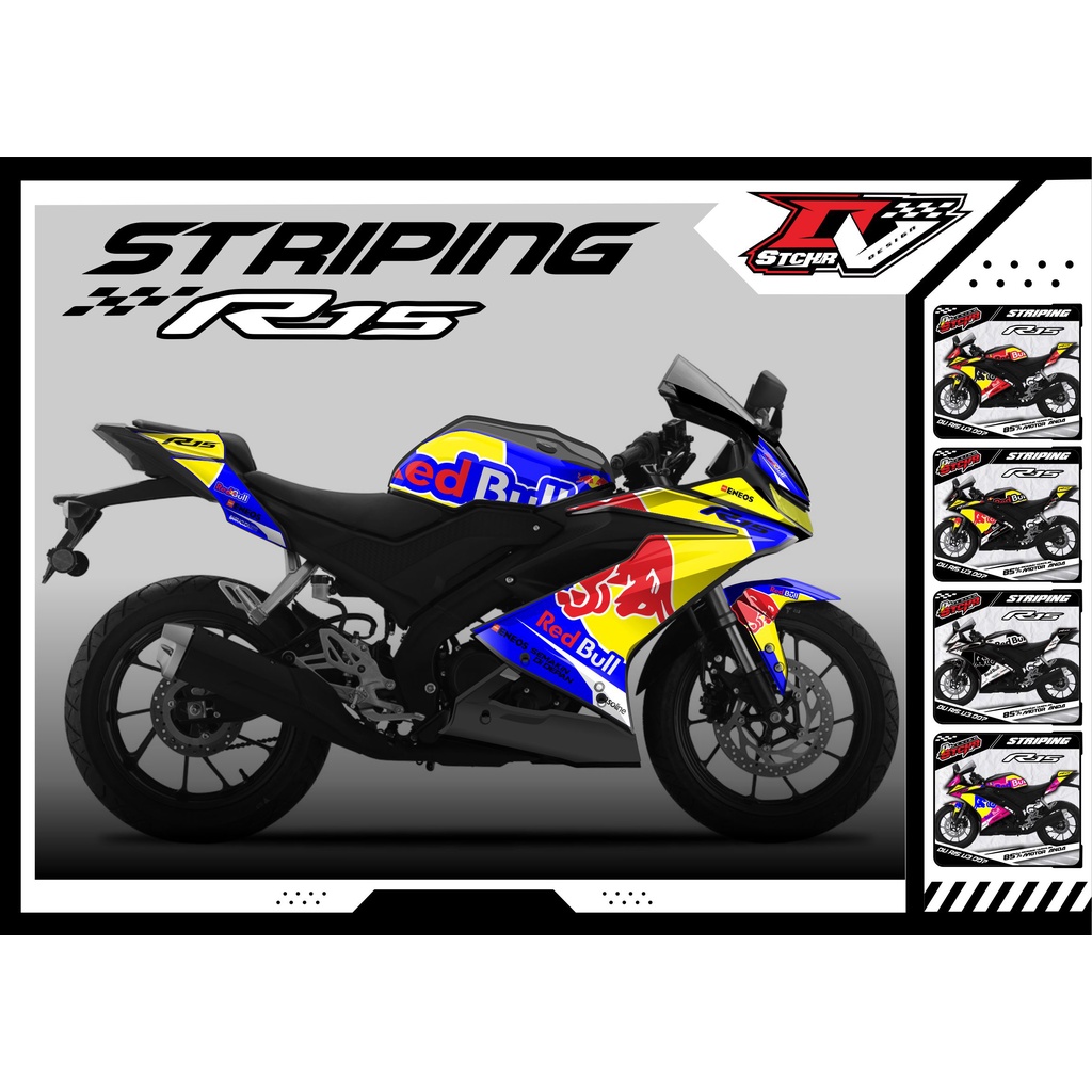 STICKER STRIPING LIST VARIASI SEMIFULL R15 v3 / R15 VVA-STICKER R15 V3 RED BULL