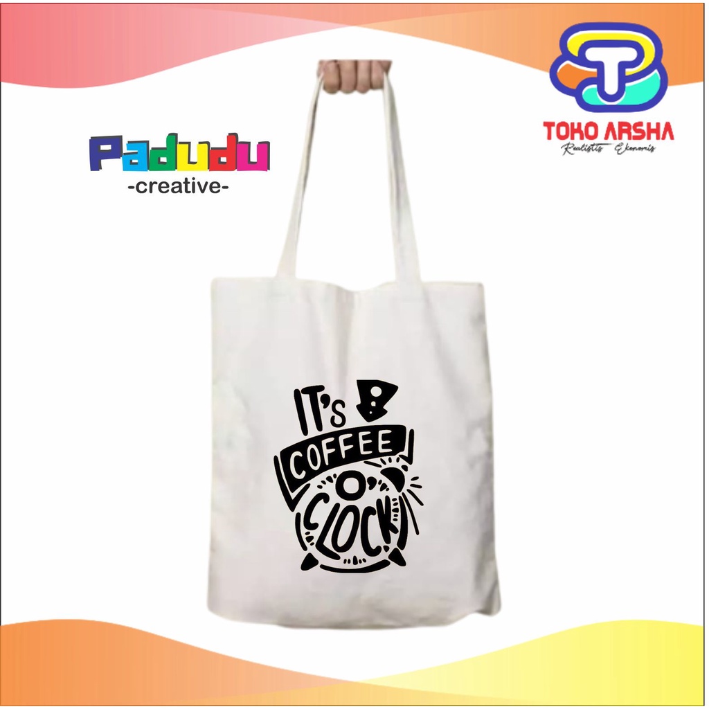 Totebag Vintage It's coffee o'clock time Resleting Custom | Tote bag Korea