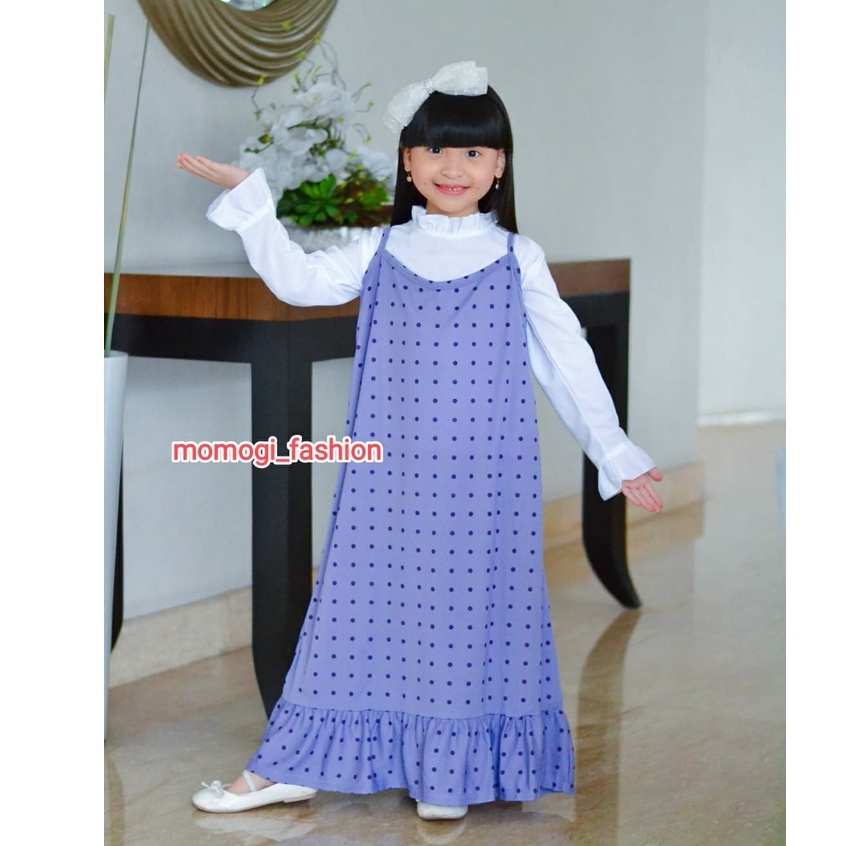 MOMOGI- GAMIS ANAK OVERALL POLKADOT 2 IN 1 / Usia 5th-11th