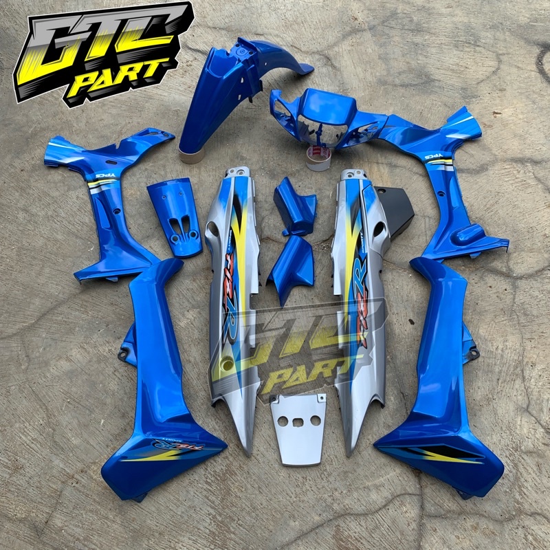 Paket cover body fiz fizr dualtune biru silver full set body halus fizr full set