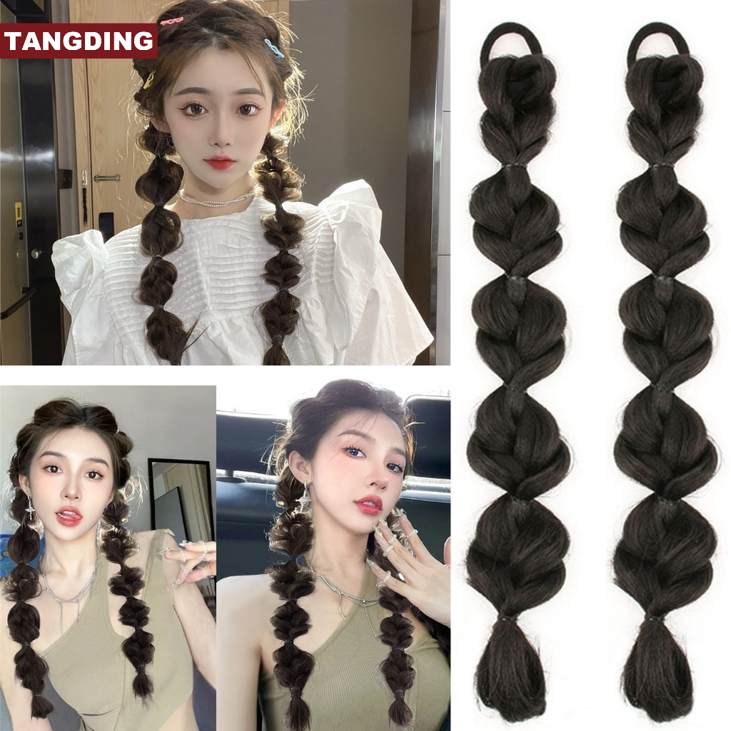 【COD Tangding】Wig Rambut Palsu Model Kepang Untuk Wanita