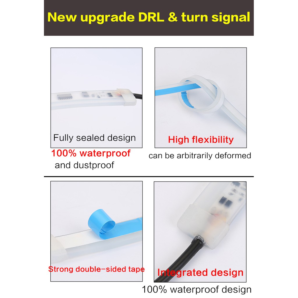 DRL Turn Signal Flowing Light guide strip CAR LED headlight DRL strip Lampu berjalan siang hari