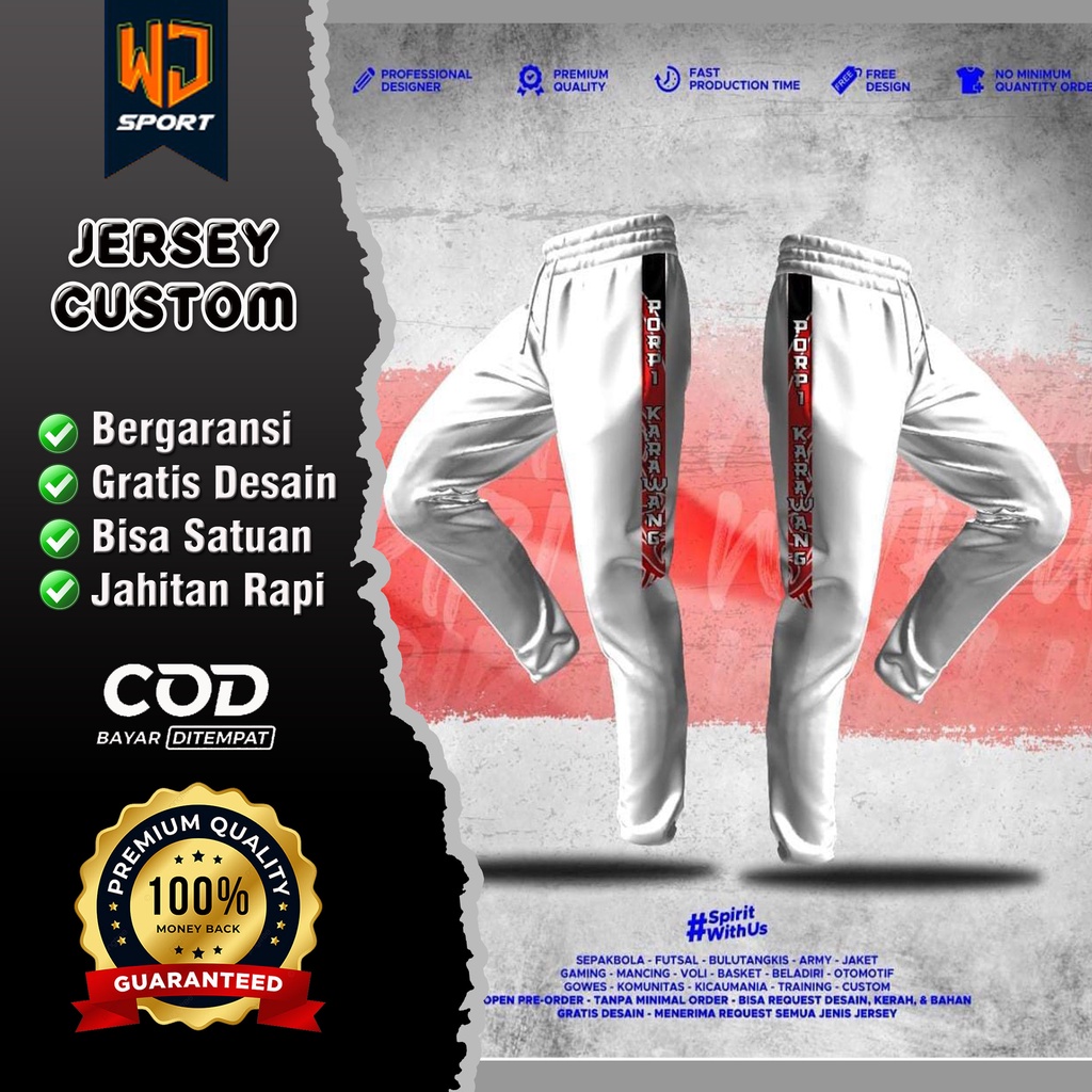 Celana Panjang Jersey Custom Printing Murah  Setelan Panjang Sepeda Gowes Badminton Gaming Tenis Ten
