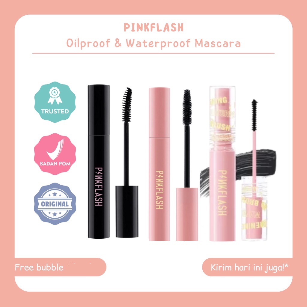 ⭐BAGUS⭐ PINKFLASH OhMyWink OilProof Mascara Curl | Micro Skinny Mascara Long Volume Pink Black Day NIght