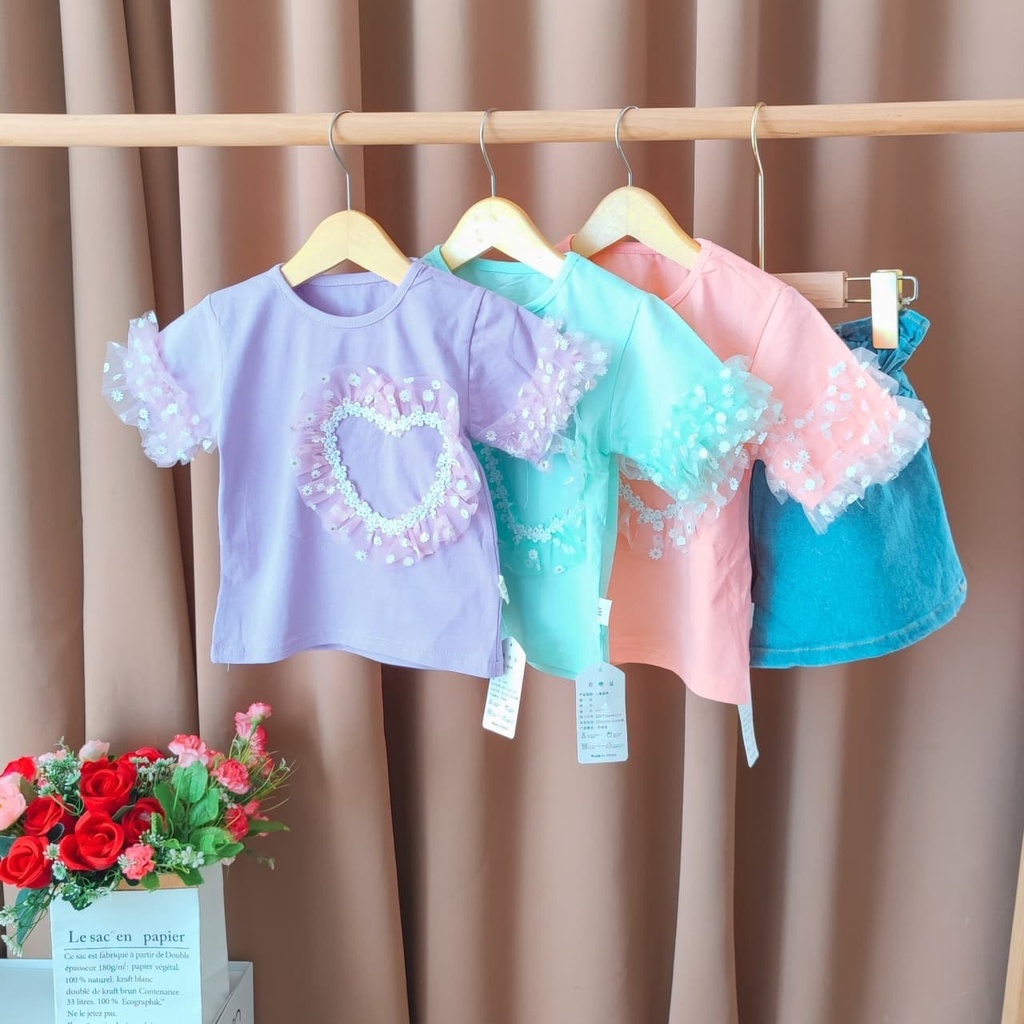 Promo !! Setelan anak import trendy / setelan furing floria hand ukuran 1-4tahun / Setelan baju anak cewek