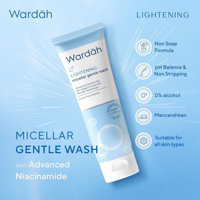 WARDAH Lightening Micellar Gentle wash 50gr / sabun muka / Facial wash / sabun pencuci muka wardah /