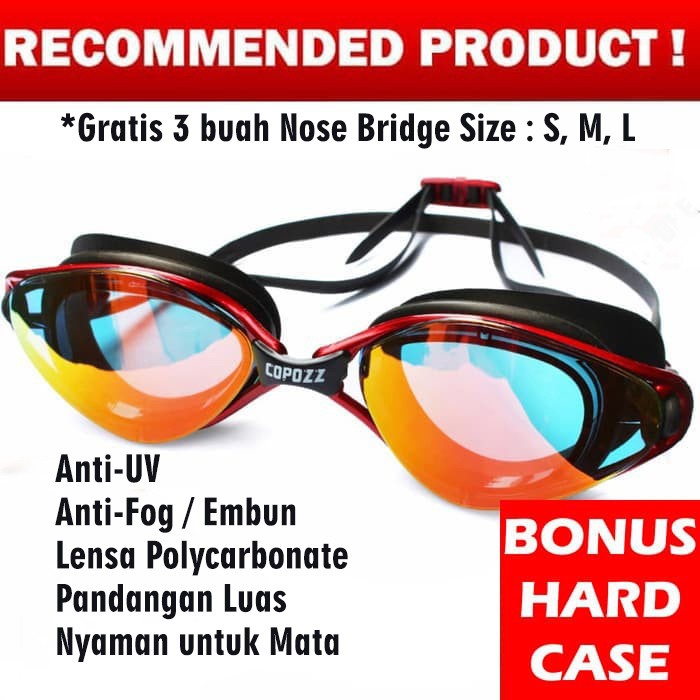 kacamata renang KacaMata Renang Anti Fog UV Protection Speedo Arena Killer - Silver - Merah (L2T1) k