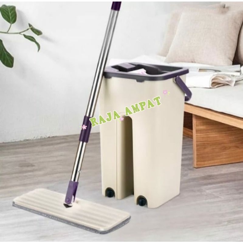 Alat pel set pembersih lantai magic mop flat with bucket ultra mop briny strach mop