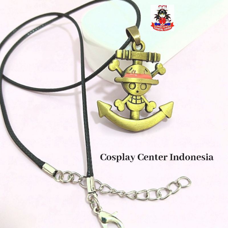 Kalung Anime One Piece Luffy Liontin Bentuk Logo One Piece Anime Jepang Kalung Tengkorak One Piece