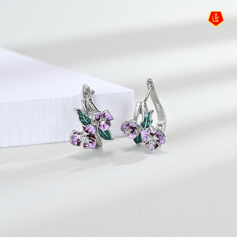 [Ready Stock]Fashion Elegant Flowers Pendant Ring Earrings Set for Women