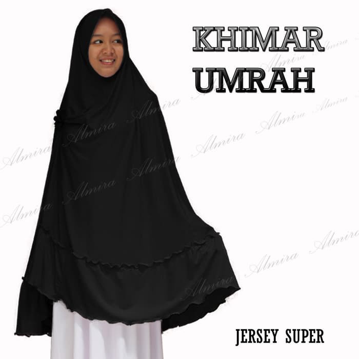 Jilbab / bergo / khimar umroh hitam dan putih jersey super