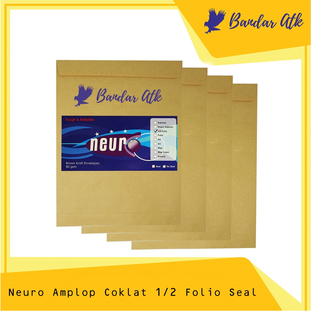 

NEURO Amplop Coklat 1/2 FOLIO SEAL - 19 x 25 cm [1 PACK]