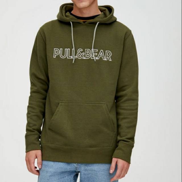 Hoodie Pull and Bear PULL&BEAR HIJAU khaki army ORI ASLI TERMURAH
